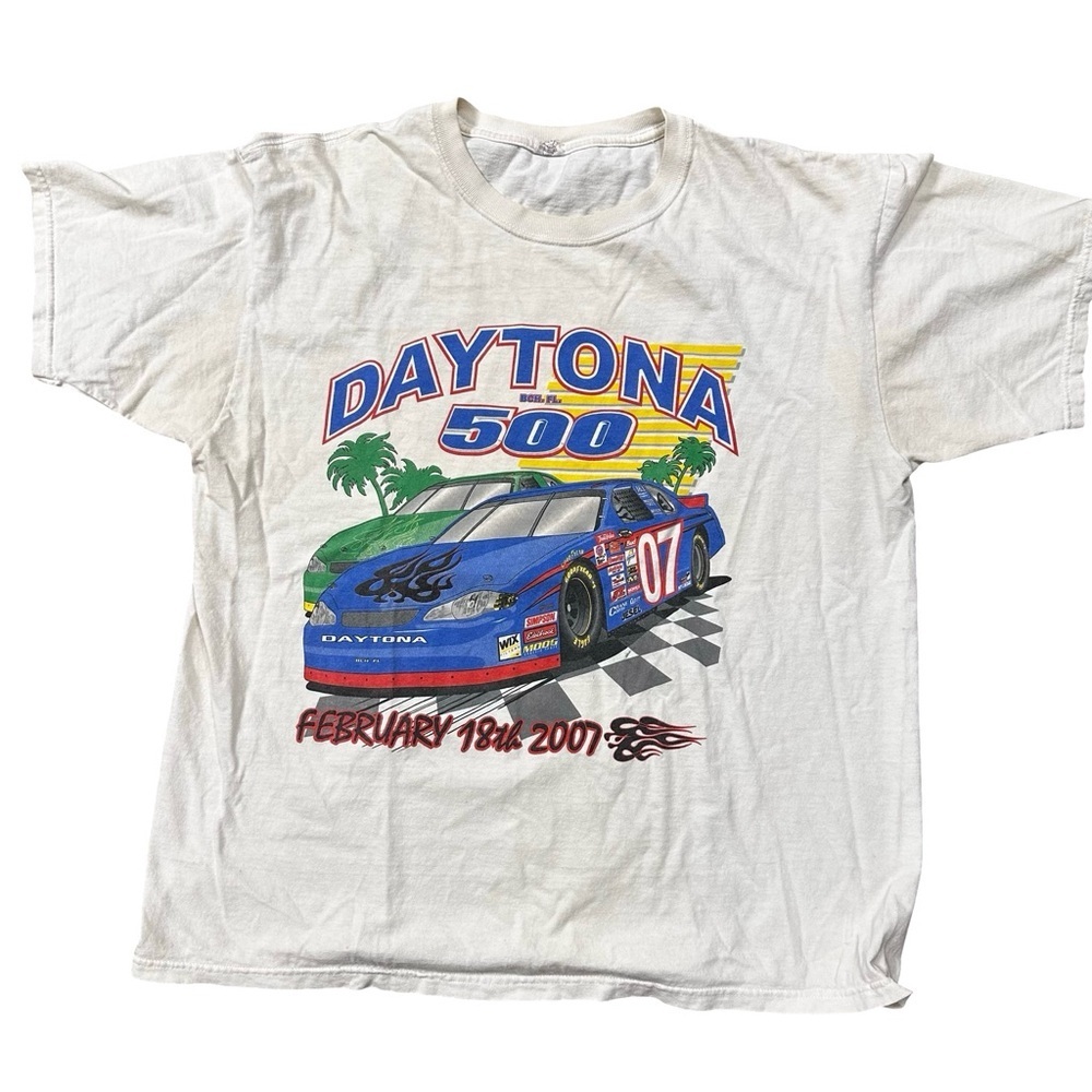 VTG Daytona 500 2007 NASCAR T-Shirt Anvil Tag Double Sided Racing Tee XL